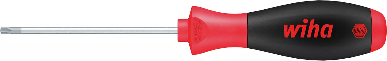Red and black screwdriver with a Torx tip and ergonomic handle.