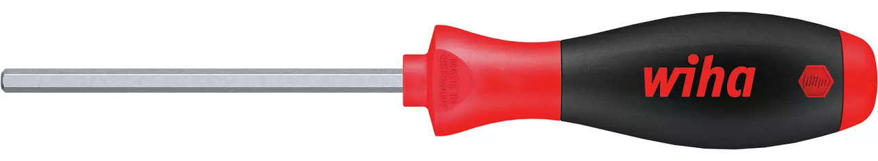 Hexagonal screwdriver with red and black handle