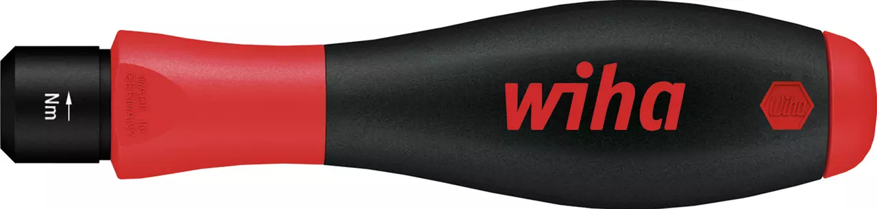 Torque screwdriver handle, black and red with Nm indicator