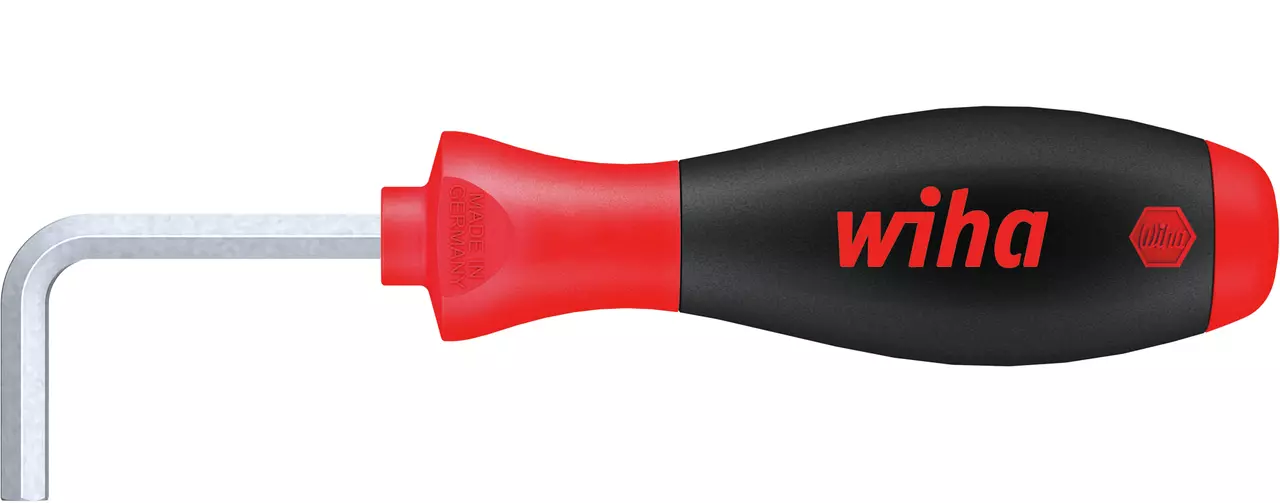 Hex key with a black and red handle, labeled "wiha".