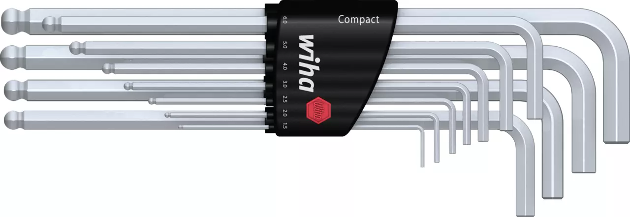 Set of L-shaped hex keys in a black holder