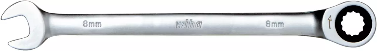 Combination ratchet wrench, 8mm, silver color
