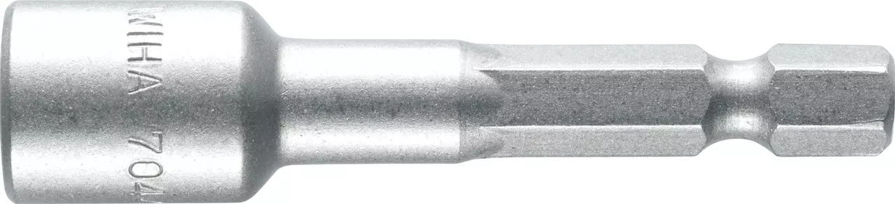 Hex socket bit, metallic, with engraved text on the side.