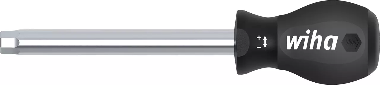 Torque screwdriver with black handle and silver shaft
