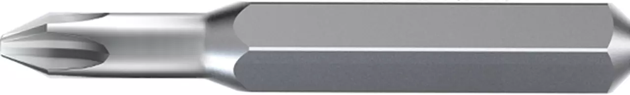 Metallischer Schraubendreher-Bit mit Kreuzschlitzkopf.