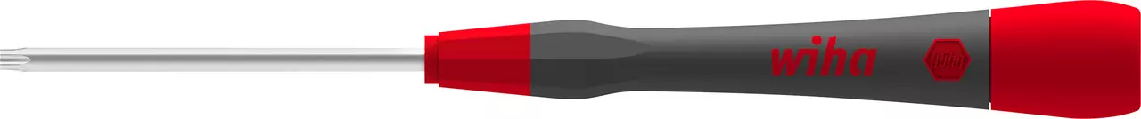 Precision screwdriver with a red and black handle, featuring a Torx tip.