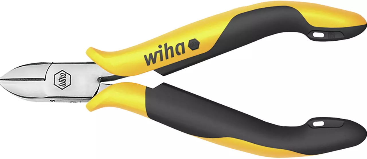 Yellow and black side cutters with ergonomic handles