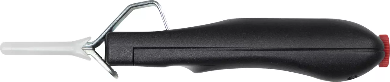 Stripping tool with a black handle and metal component