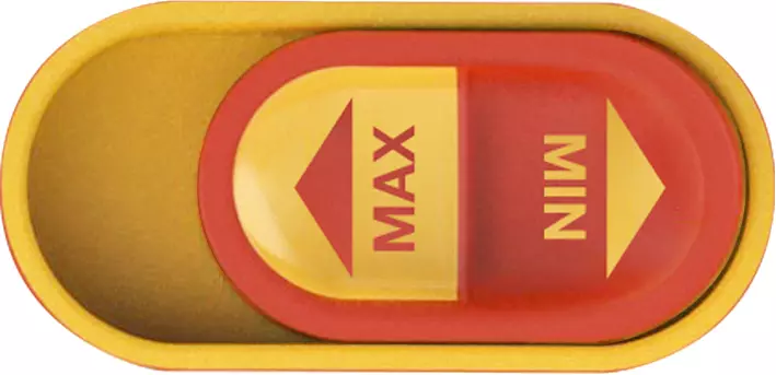 Yellow and red switch with "MAX" and "MIN" labels.