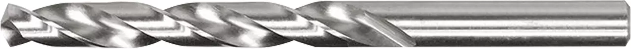 A metal spiral drill bit with a polished finish.