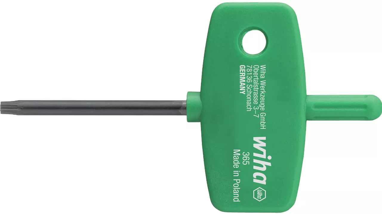 Green T-handle key with a metal shaft