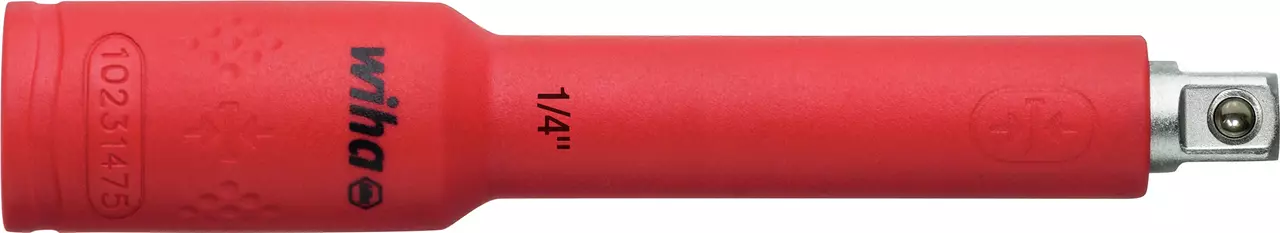 Red insulated extension bar, 1/4 inch, 125mm length