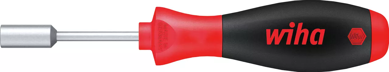 Hexagonal socket screwdriver with red and black handle.