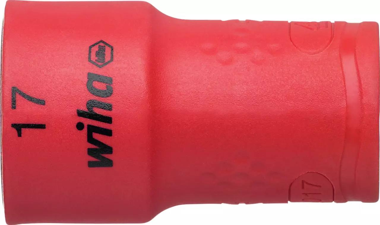 Red insulated socket with black text and number 17.