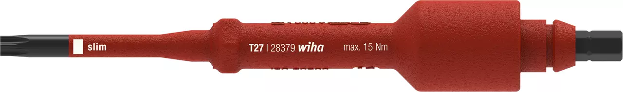 Red electric Torx T27 interchangeable blade, slim design.