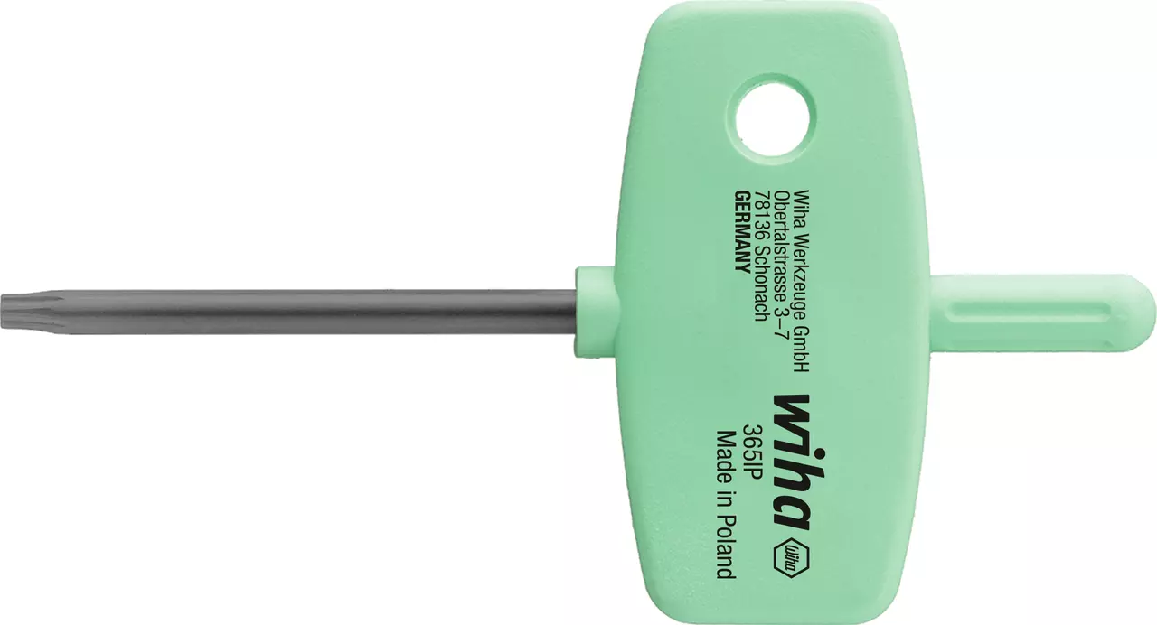 Green T-handle wrench with gray shaft