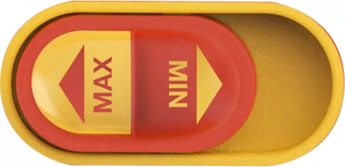 Red and yellow switch with MAX and MIN settings.