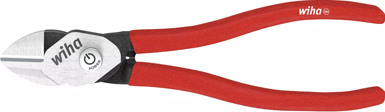 Red-handled wire cutter with silver blades