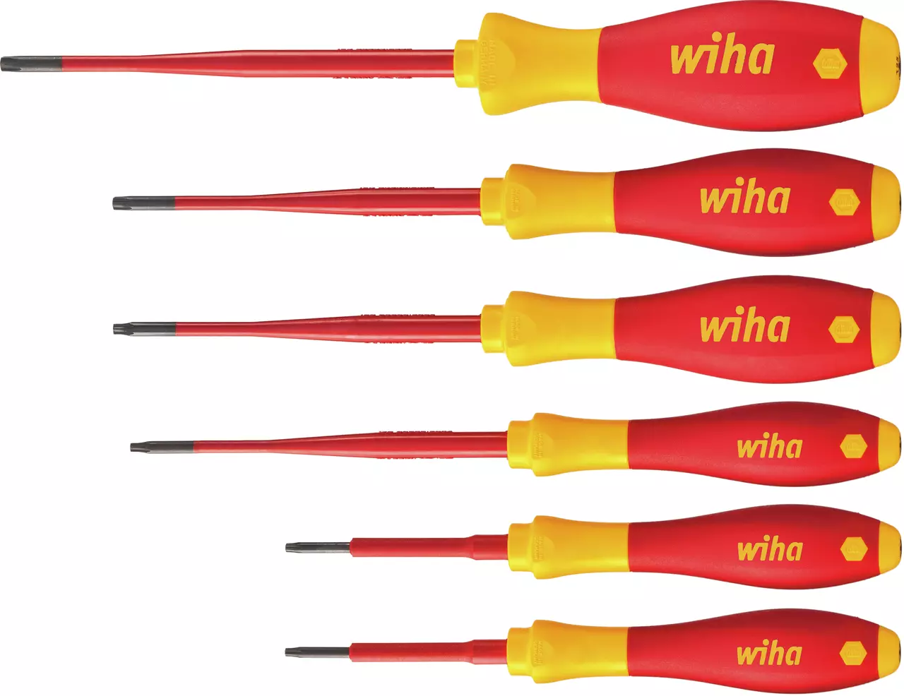 Set of red and yellow insulated screwdrivers with varying sizes