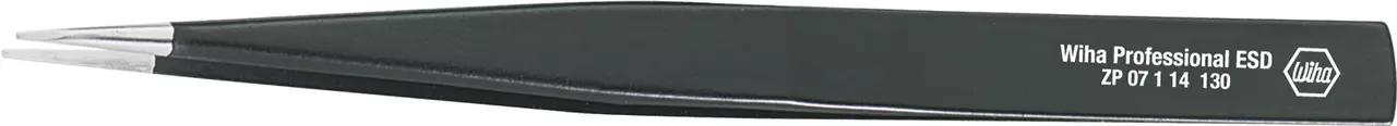 Black precision tweezers with pointed tips