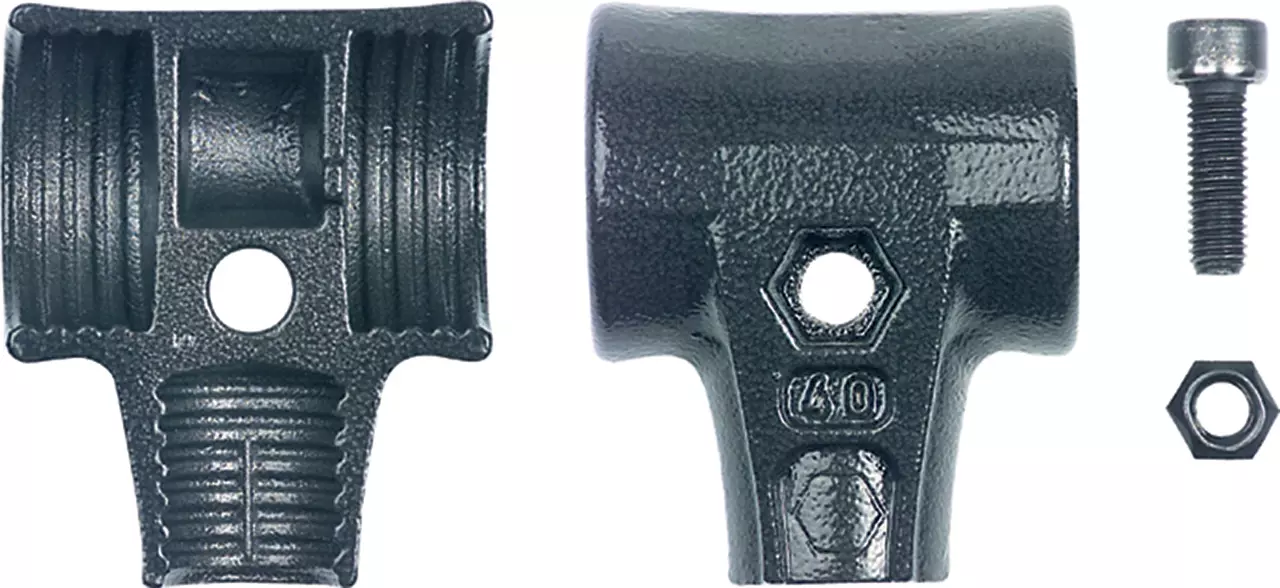 Black metal clamp set with bolt and nut
