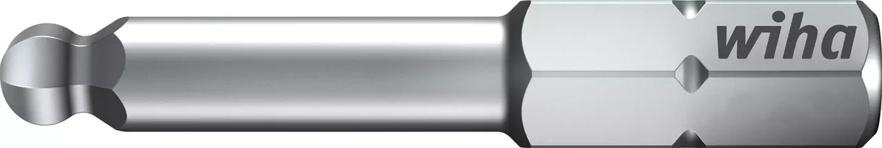 Hex bit with ball end, silver color, marked "wiha"