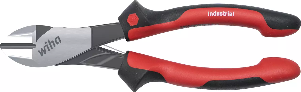 Rød og sort industriel sidetang med ergonomiske håndtag.