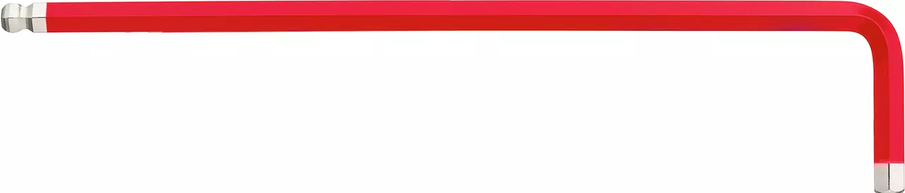 Red L-shaped hex key with ball ends on both sides.