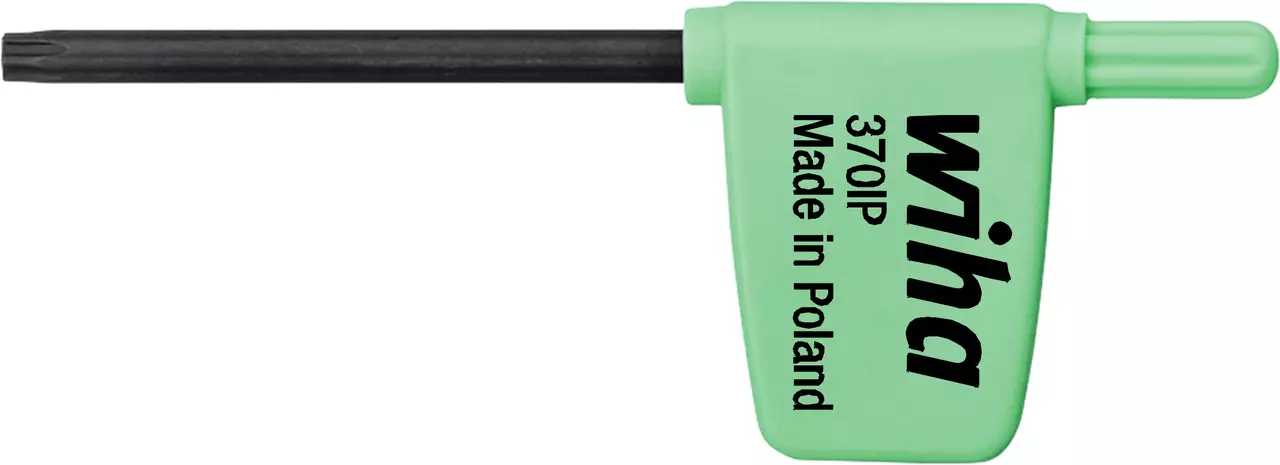 Green T-handle key wrench with black shaft
