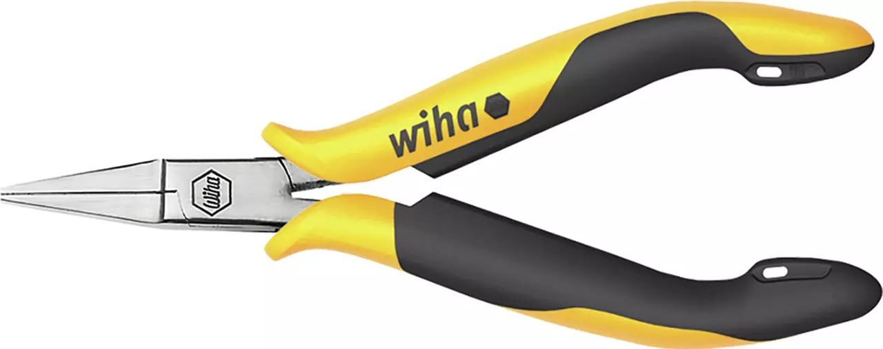 ESD flat-nose pliers with yellow and black handles