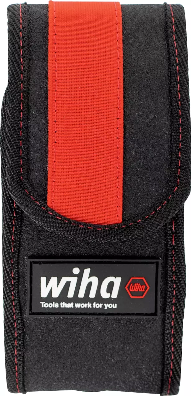 Black tool pouch with red stripe and "Wiha" logo.