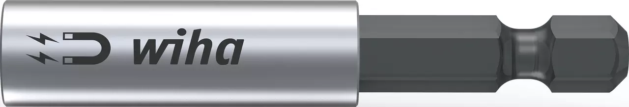 Universal bit holder with strong magnet, silver and black