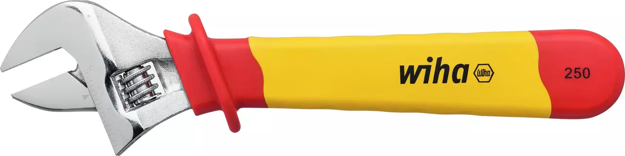 Insulated adjustable wrench with yellow and red handle