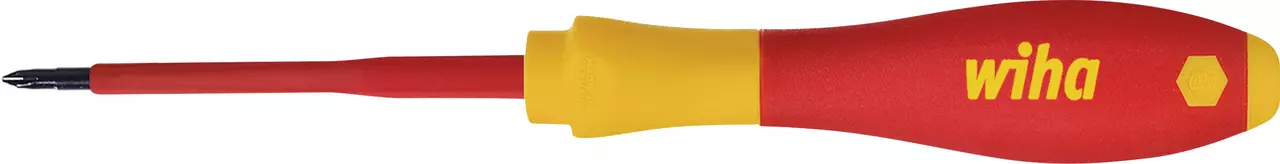 Red and yellow electric screwdriver with a PH1 tip and soft grip handle.