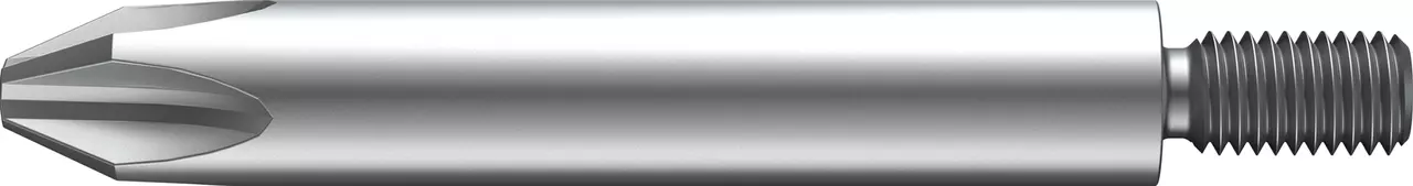 Threaded metal bit with a Phillips head