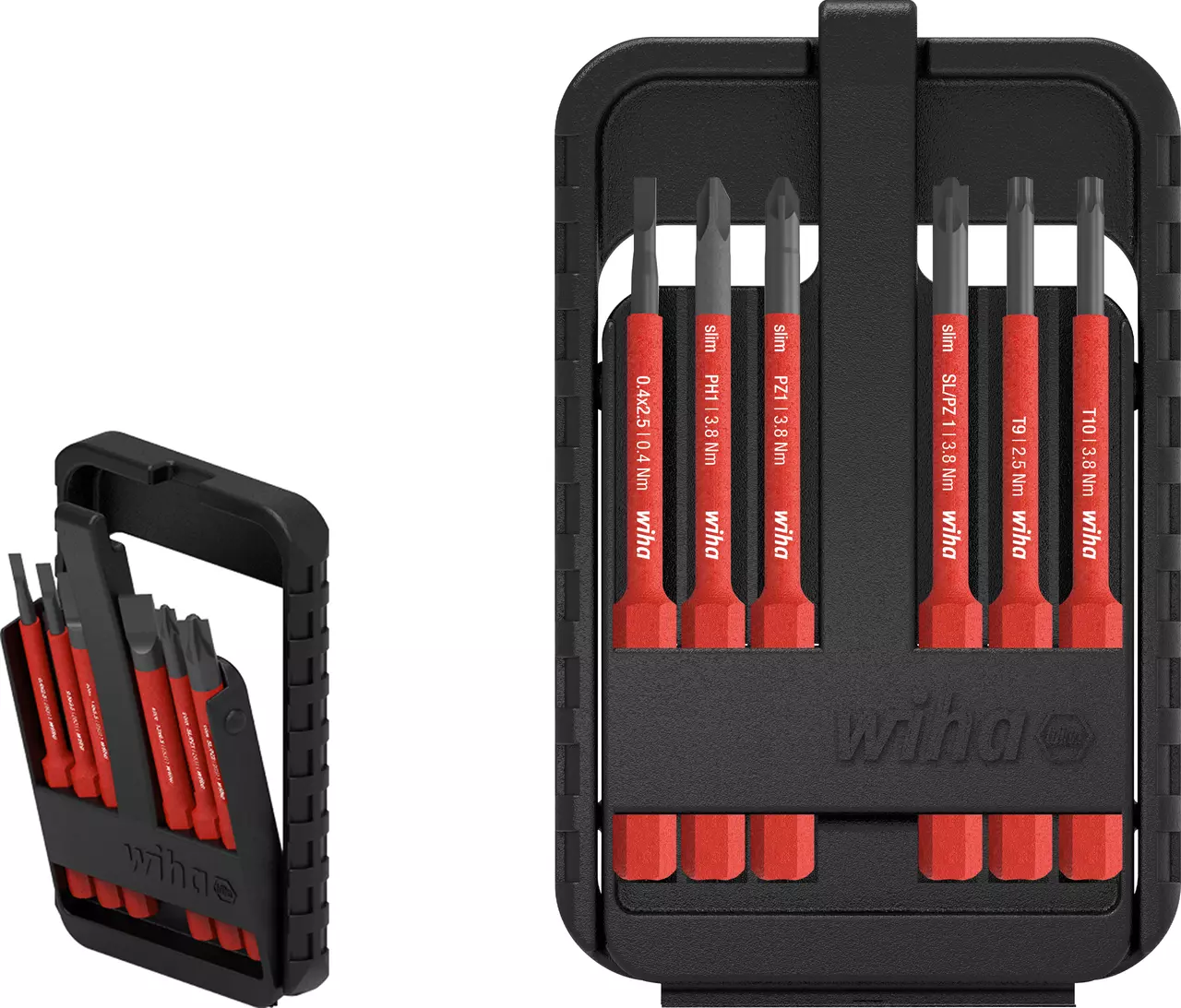 Black case with red screwdriver bits, labeled with torque values.