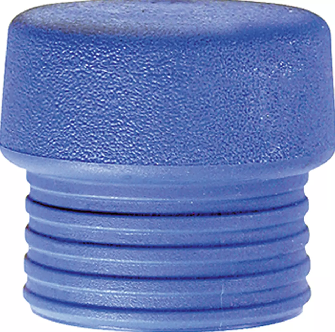 Blue safety cap for mallet, textured surface, cylindrical shape