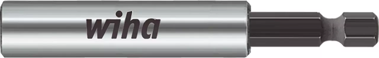 Magnetic bit holder, silver and black, with a hexagonal shaft.