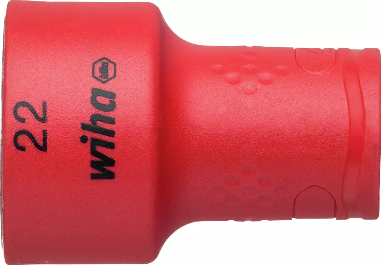 Red insulated socket wrench, size 22