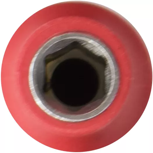 Red insulated socket wrench with hexagonal opening