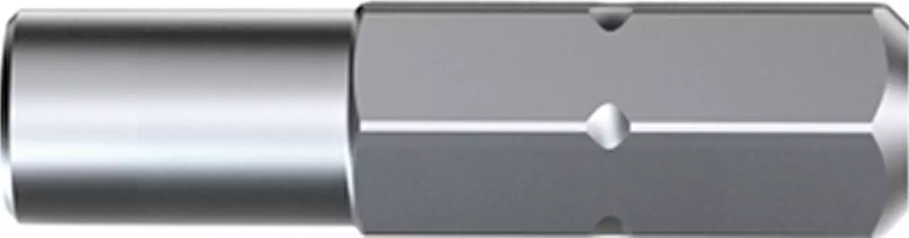 Hexagonal metal drill bit with a shiny surface