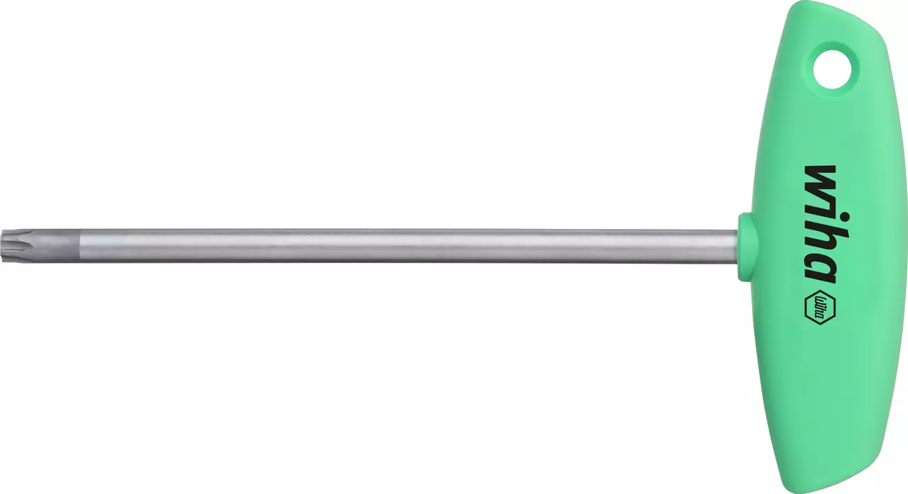 Hex key with T-handle, black, isolated on white background.