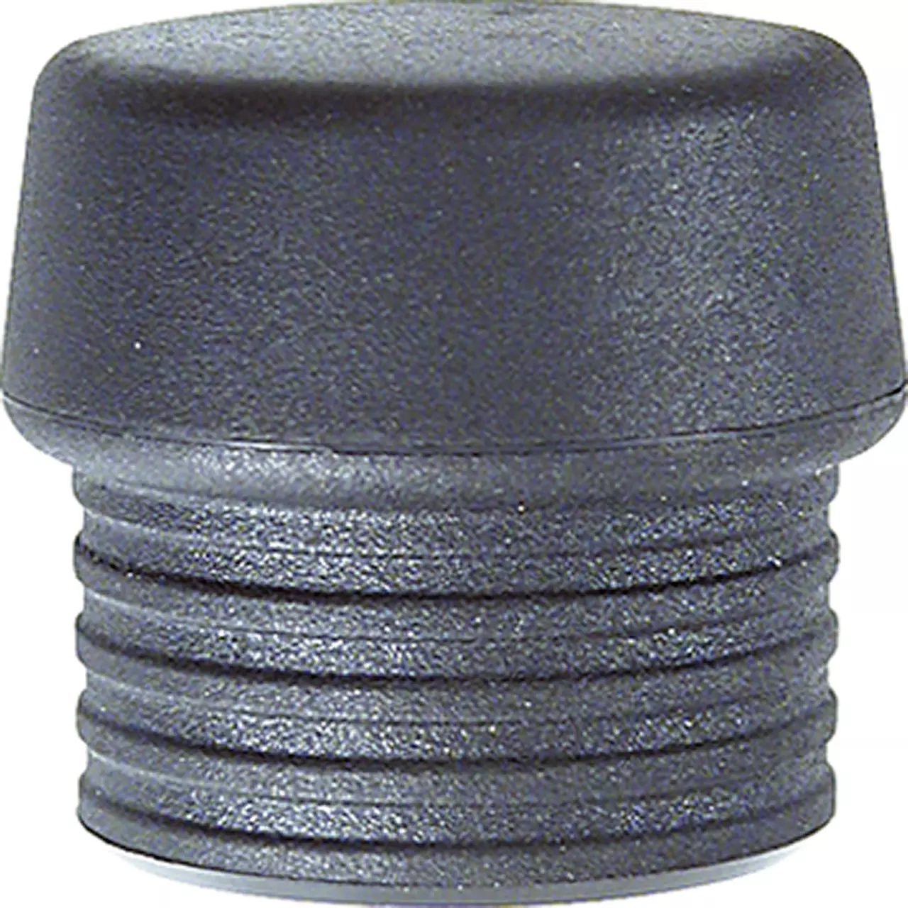Black safety cap for a mallet, textured surface, cylindrical shape