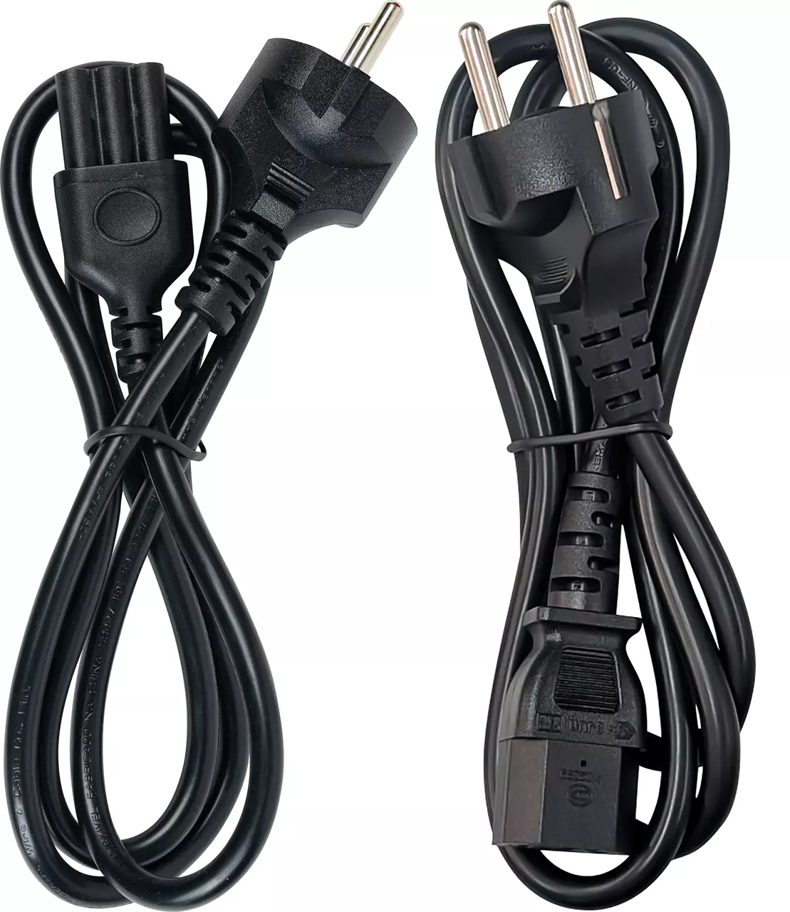 Two black power cords with European plugs