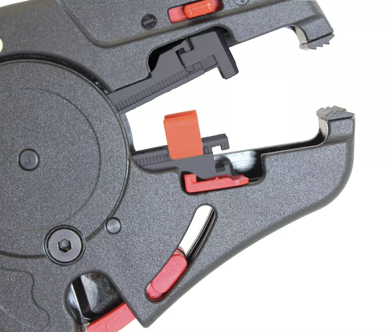 Automatic wire stripper with adjustable blade, black and red