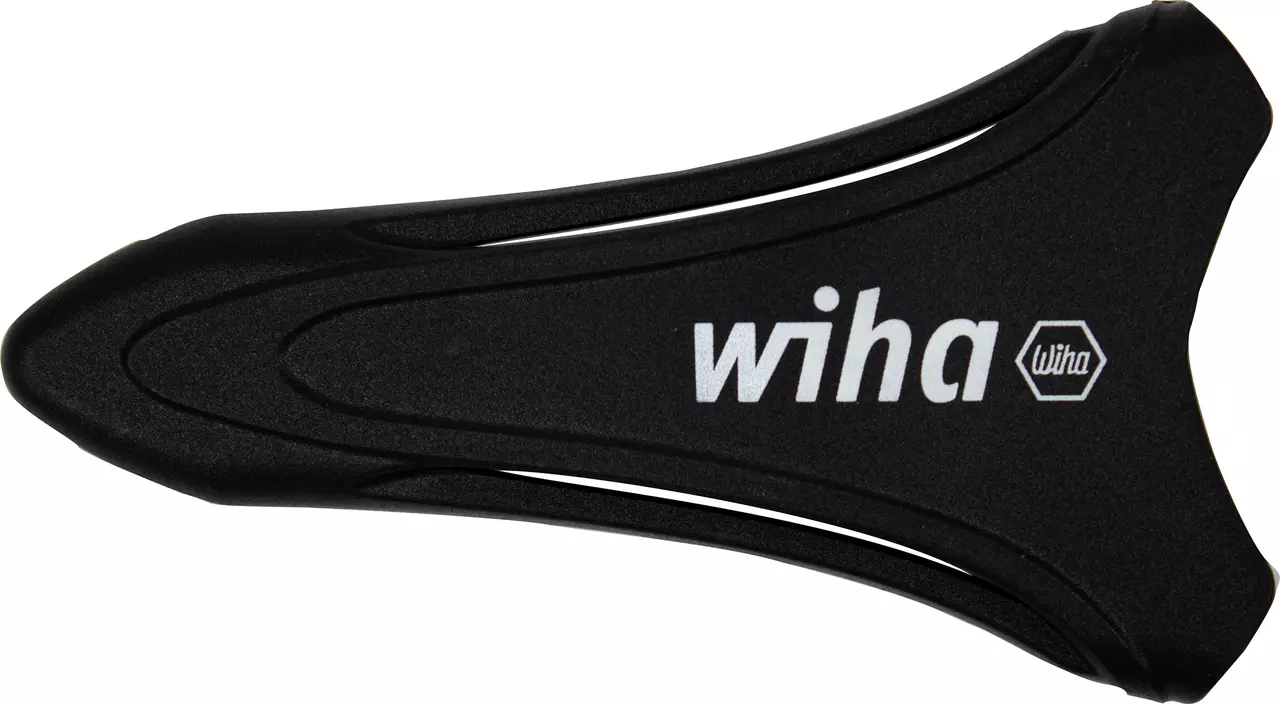 Zwart schaarhoesje met wit "wiha"-logo.