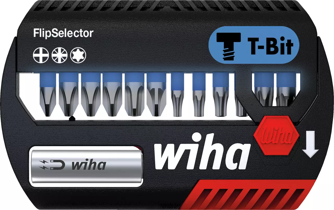Black FlipSelector with multiple screwdriver bits and "wiha" branding.